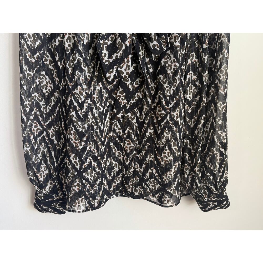 Marie Oliver Lauren Mixed Print Long Sleeve Blouse with Scarf Detail Black Small - Picture 5 of 13